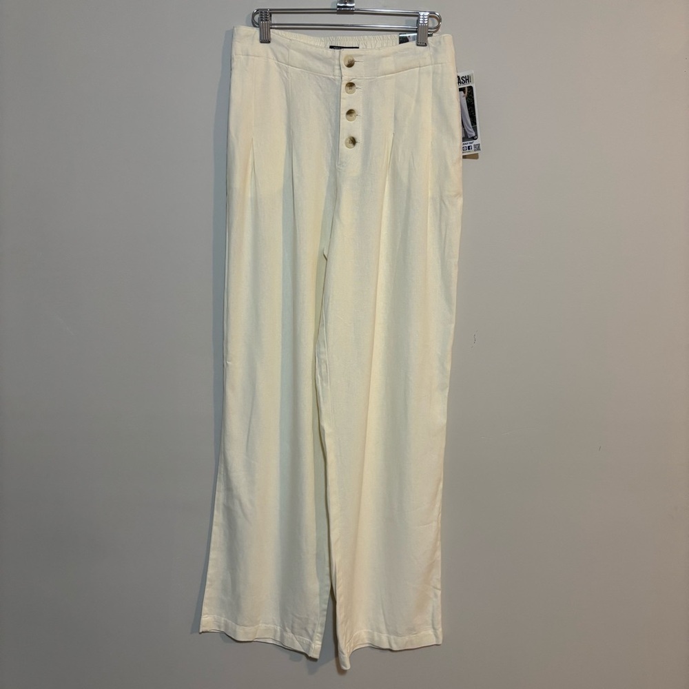 Rewash Off-White Wide Leg Beach Pants Front Buttons | Womens Sz M | NWT